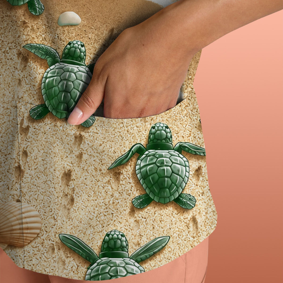 Coastal Sea Turtle Beach Nurse Scrub Top