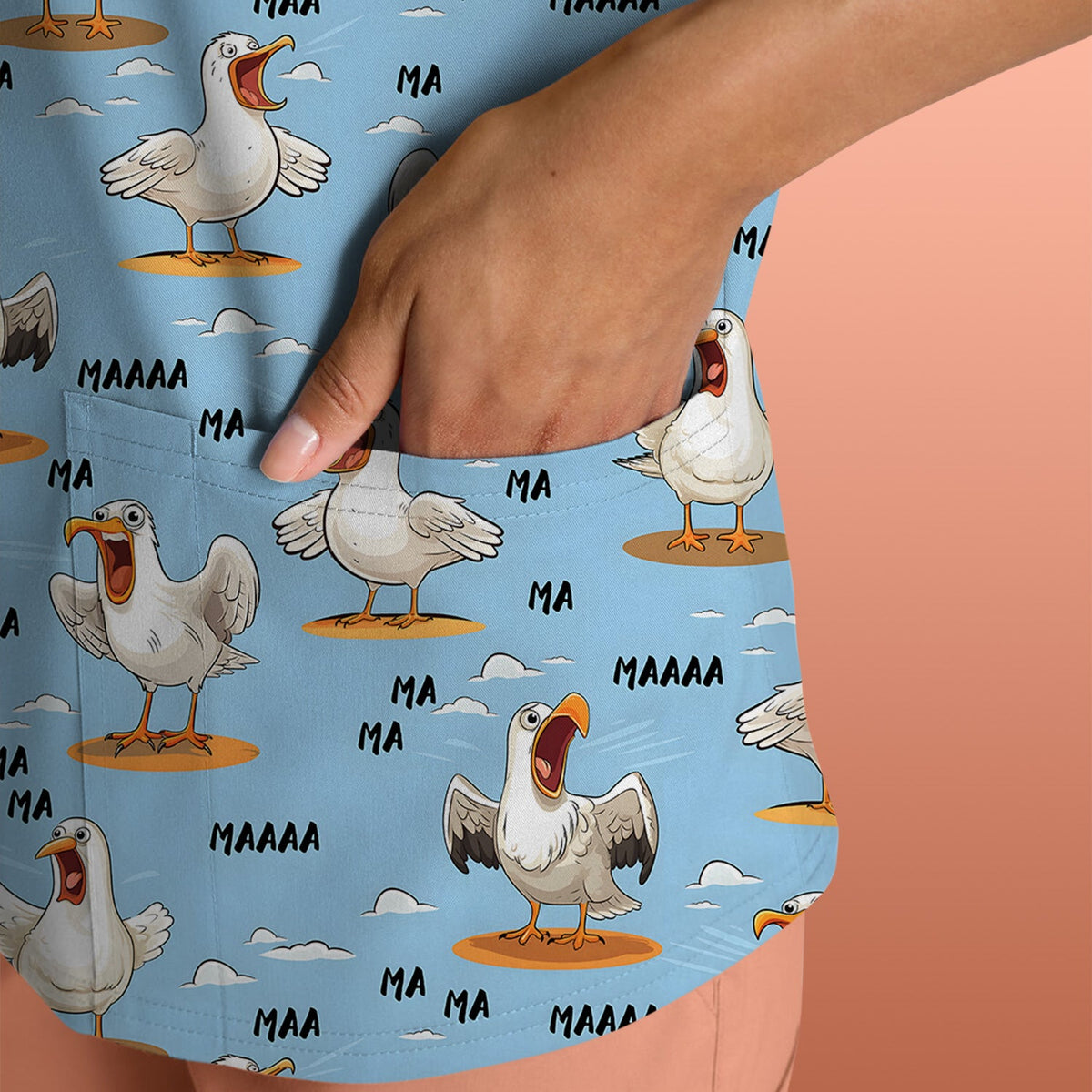 Screaming Seagull Sky Nurse Scrub Top