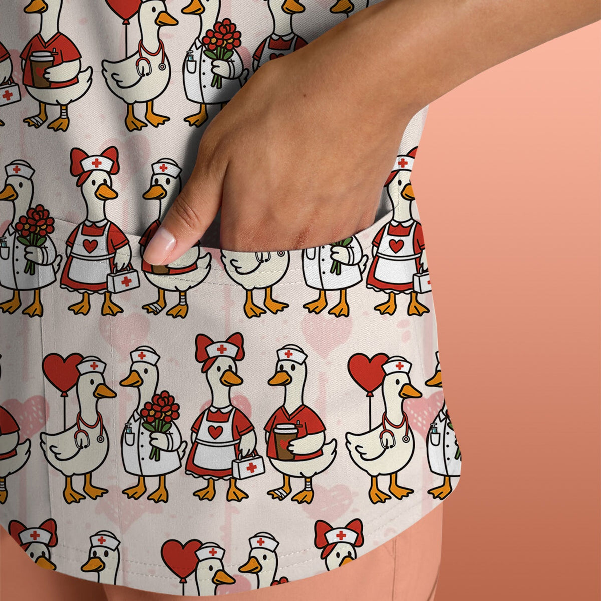 Valentine Nurse Goose Scrub Top
