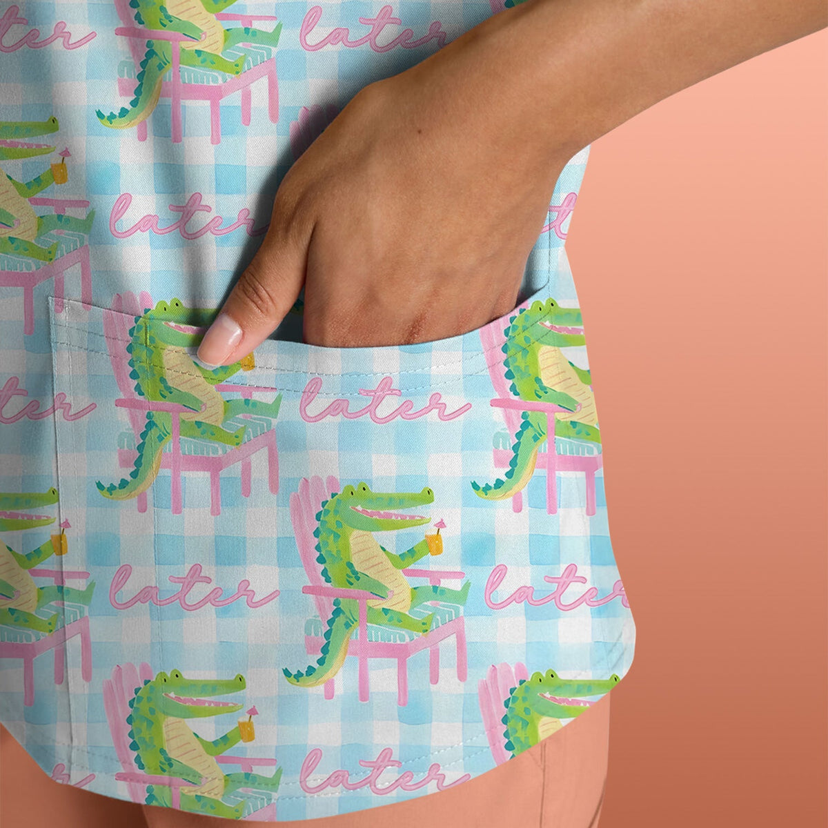 Lazy Crocodile Later Nurse Scrub Top