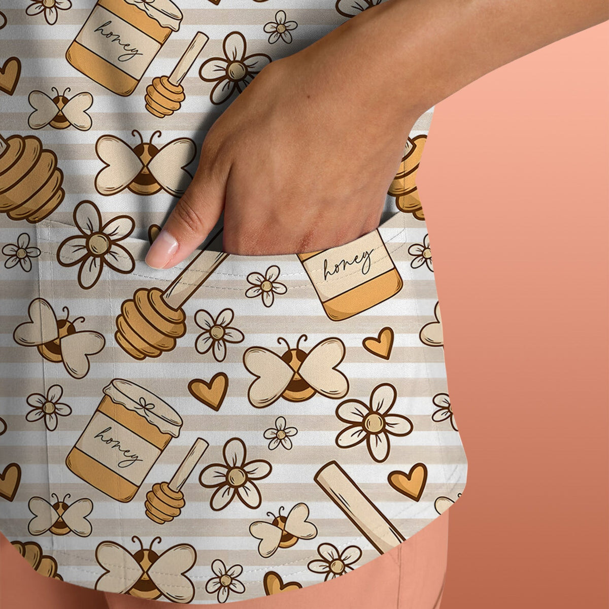 Honey Jar Daisy Nurse Scrub Top
