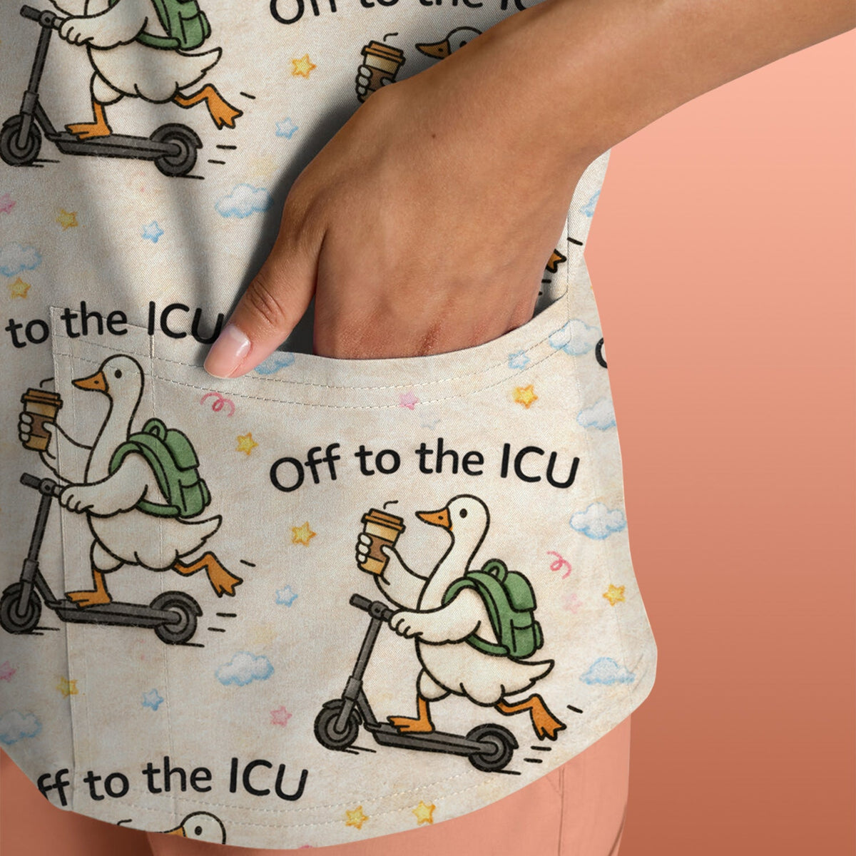 Goose Off To ICU Nurse Scrub Top