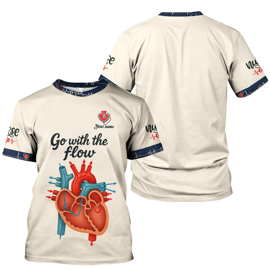 Personalized Go With The Flow Heart Anatomy Nurse Shirt