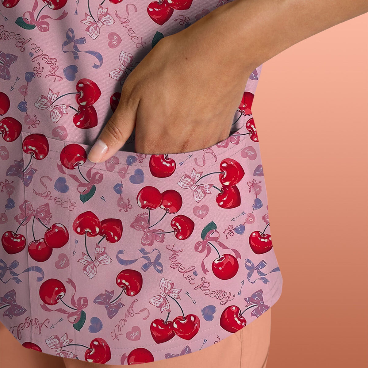 Cherry Blossom Nurse Scrub Top