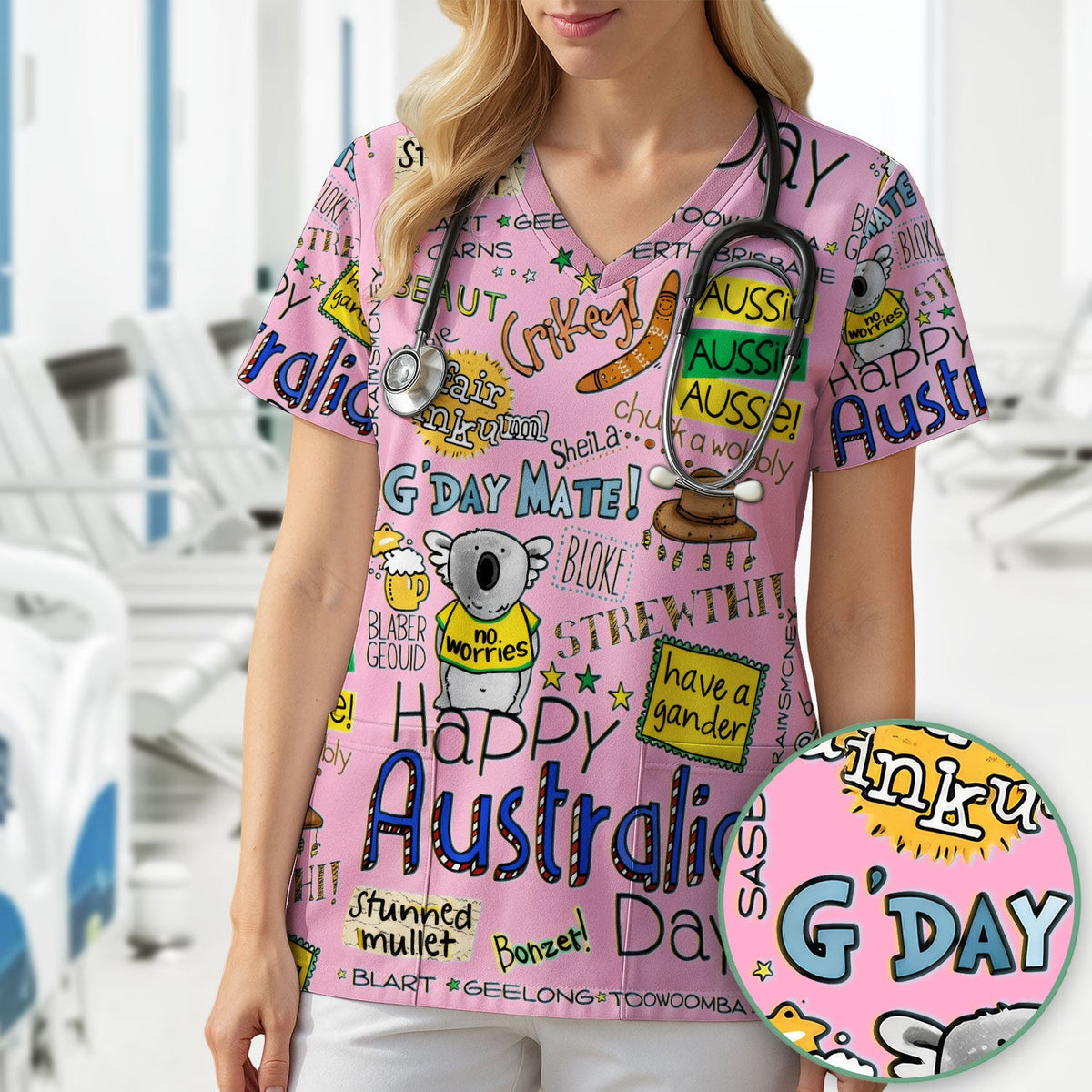 Koala Australia Nurse Scrub Top