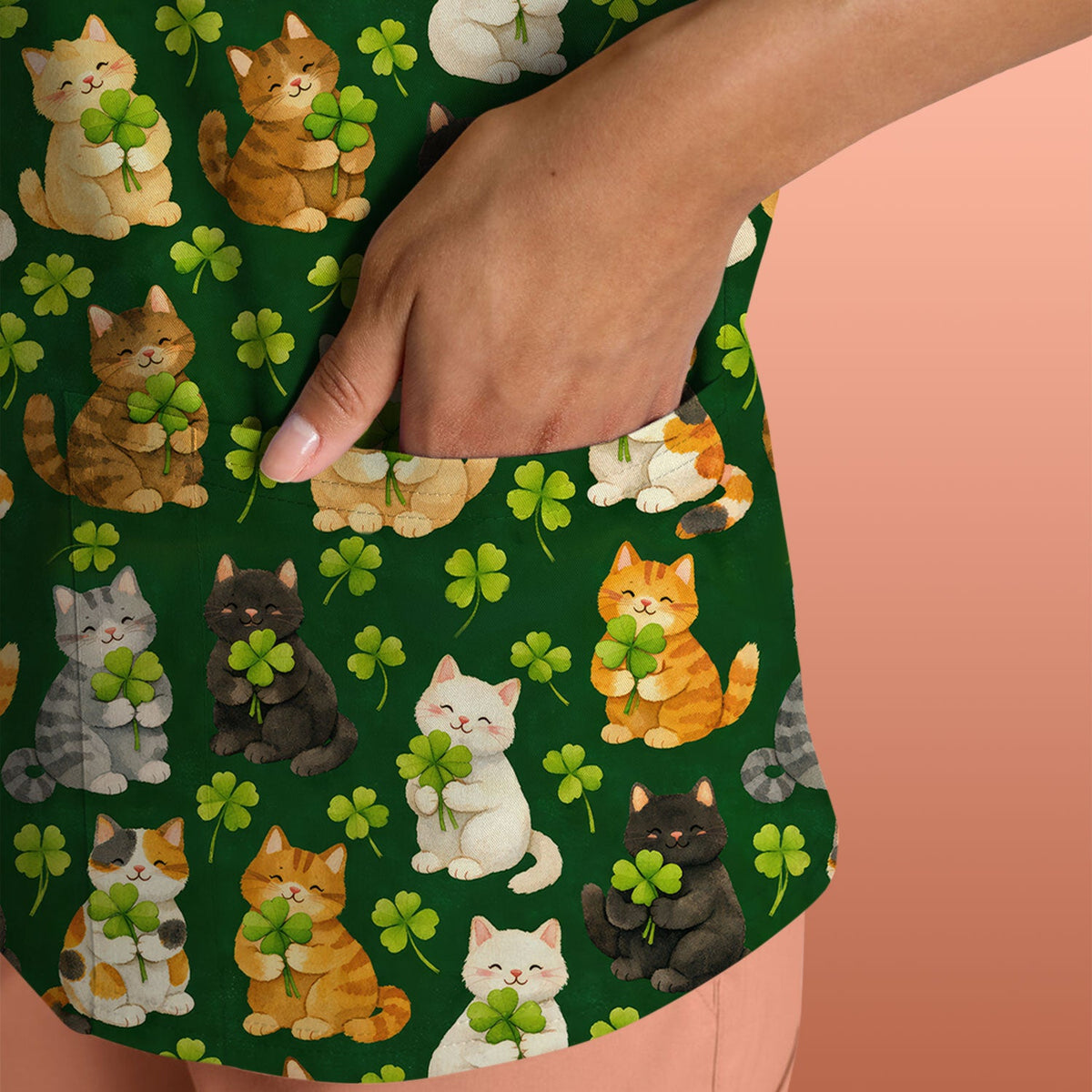 Black Cat Nurse Scrub Top - St Patricks Day Gift