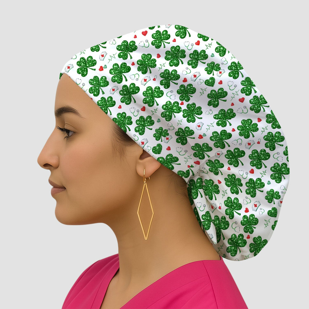 St Patrick Clover Scrub Cap