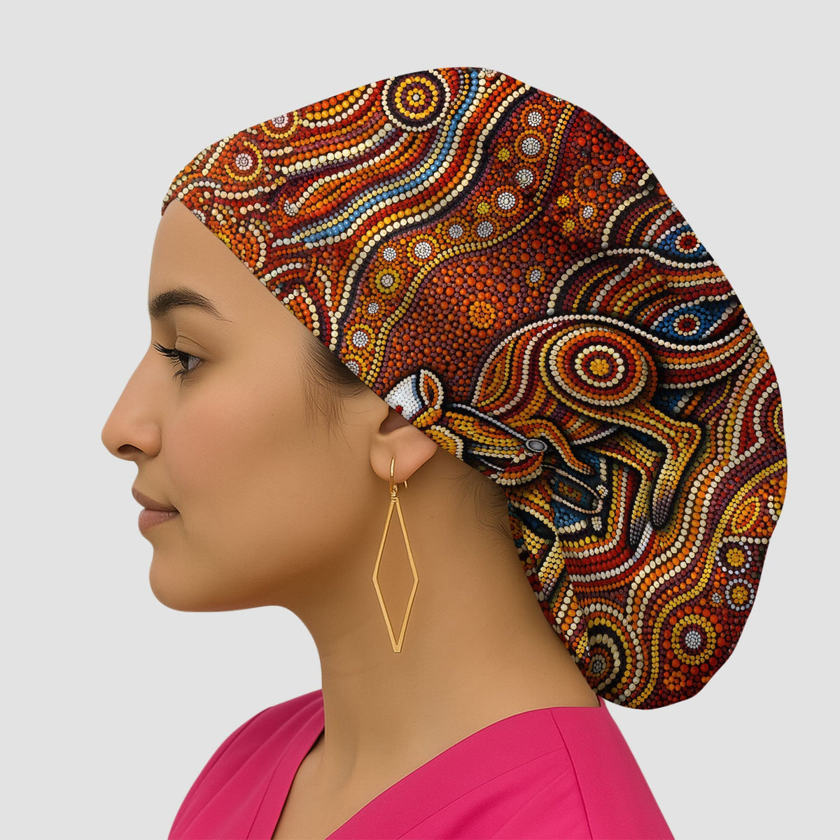 Australian Aboriginal Kangaroo Dot Art Medical Scrub Cap