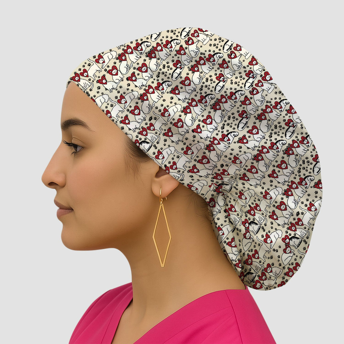 Cat Heart Scrub Cap