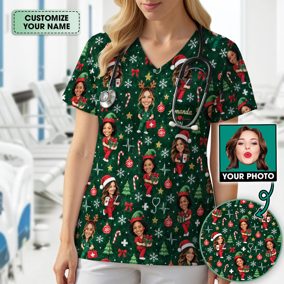 Personalized Image Nurse Scrub Top