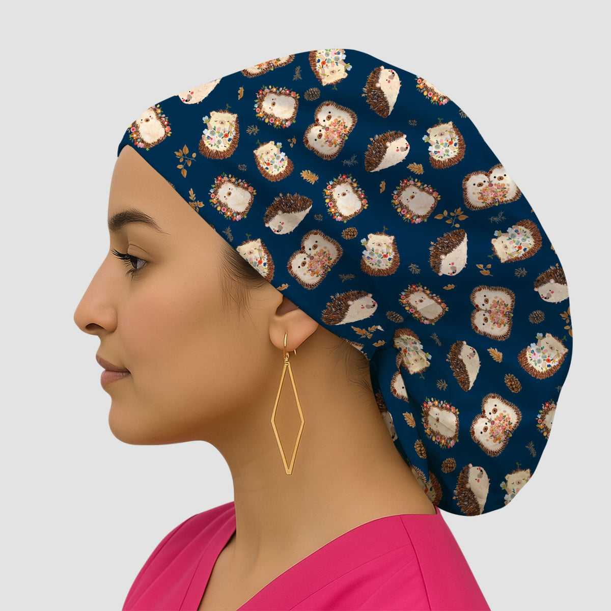 Hedgehog Floral Scrub Cap