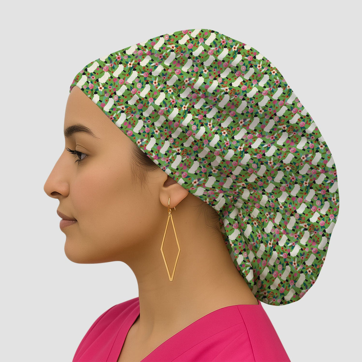 Sheep Floral Meadow Scrub Cap