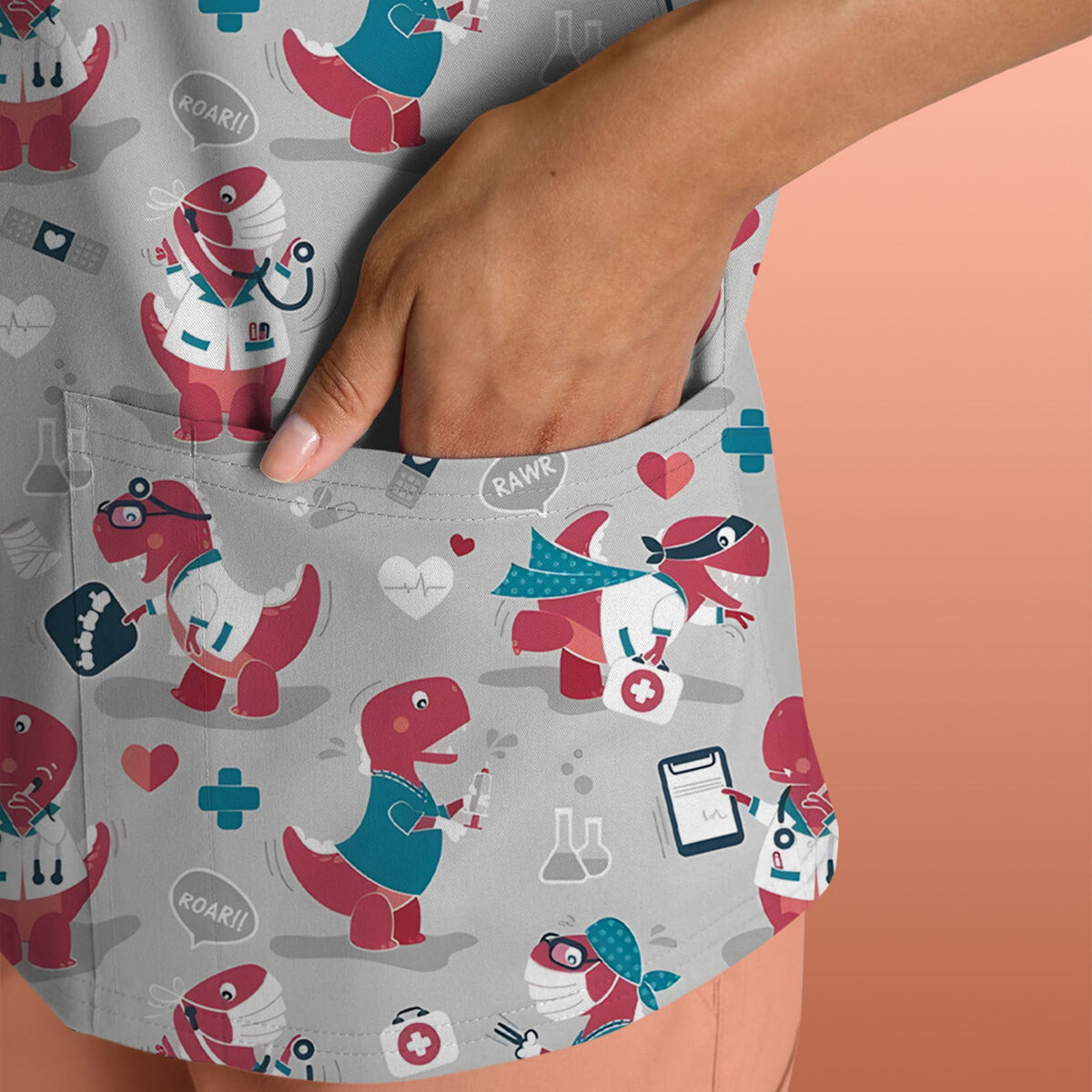 Dinosaur Doctor Nurse Scrub Top