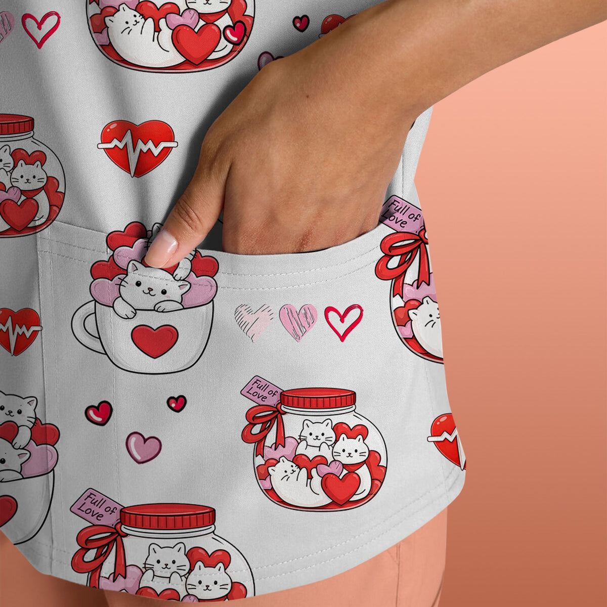Cat Nurse Scrub Top - Valentines Day Gift