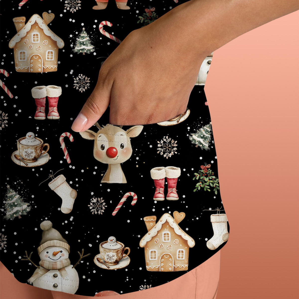 Christmas Santa Nurse Scrub Top