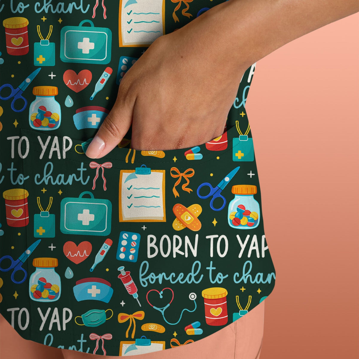 Born To Yap Medical Tools Nurse Scrub Top