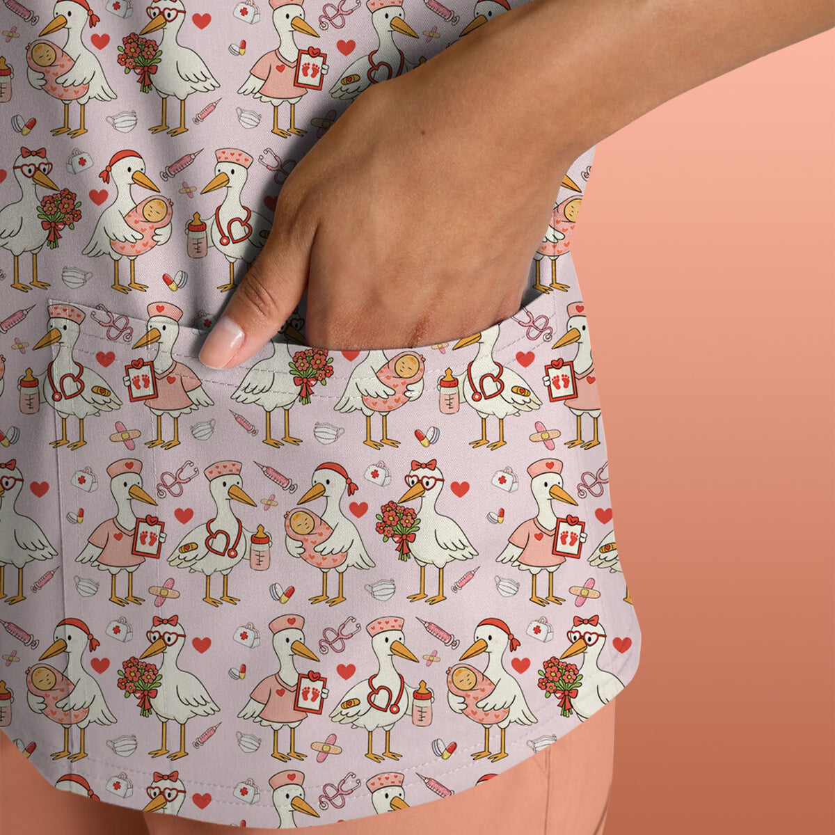 Valentine Goose Nurse Scrub Top