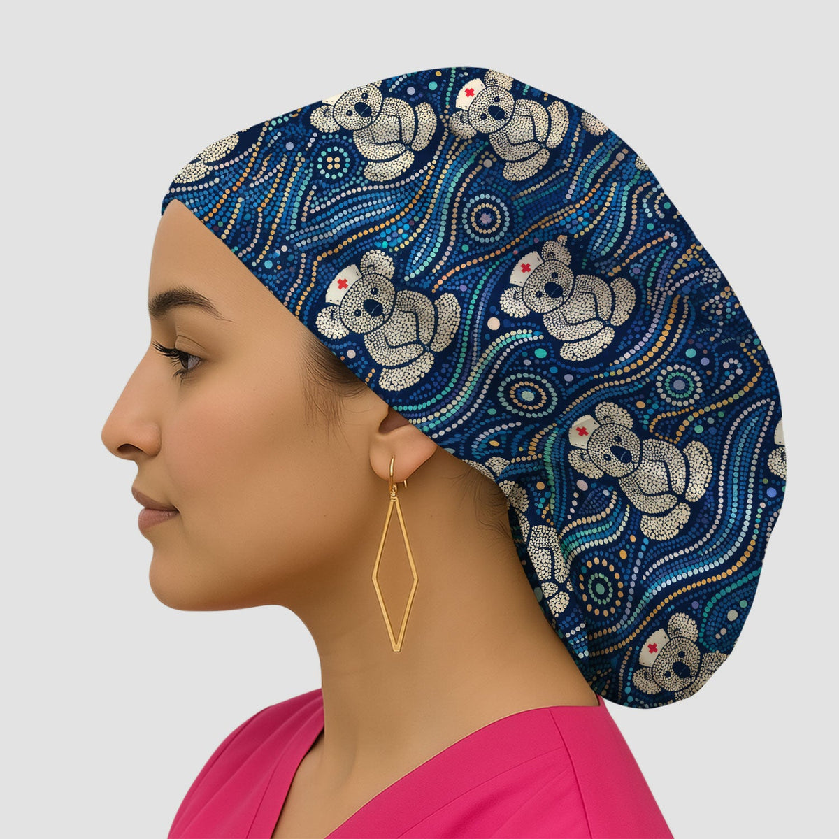 Koala Aboriginal Dot Art Nurse Scrub Cap