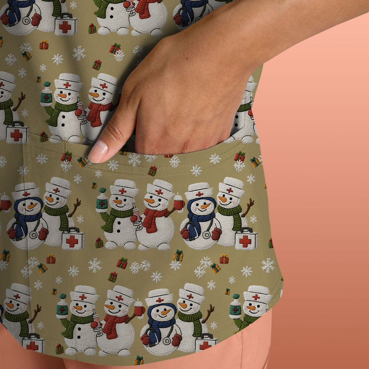 Snowman Nurse Scrub Top - Christmas Gift