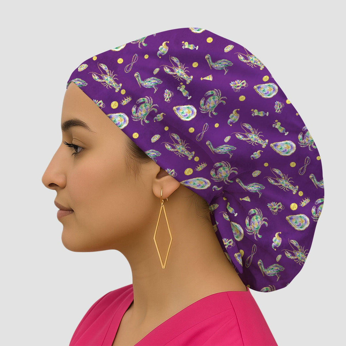 Mardi Gras Seafood Scrub Cap