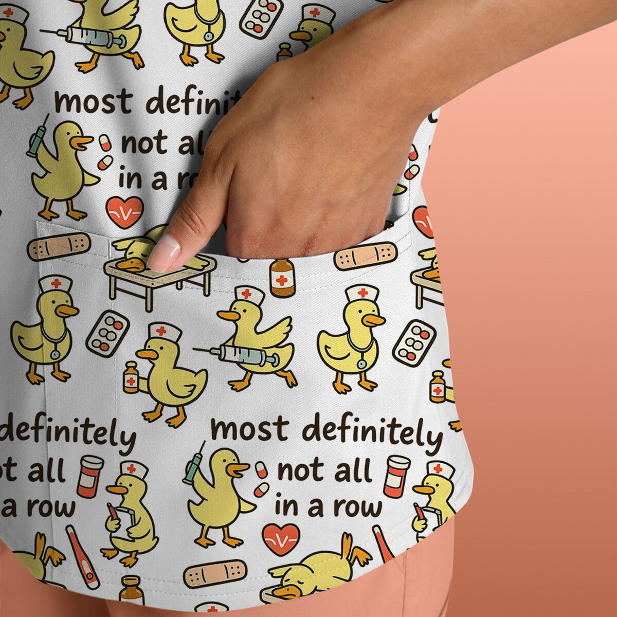 Funny Nurse Duck Medical Humor Pattern Scrub Top, Comfortable Scrubs for Nurses