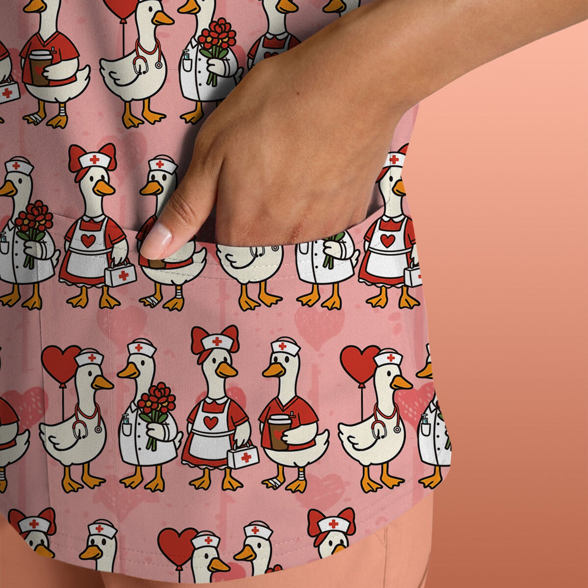 Valentine Nurse Goose Scrub Top
