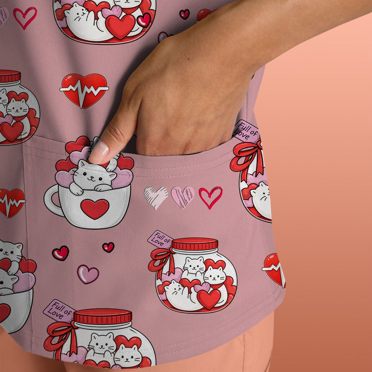 Cat Nurse Scrub Top - Valentines Day Gift