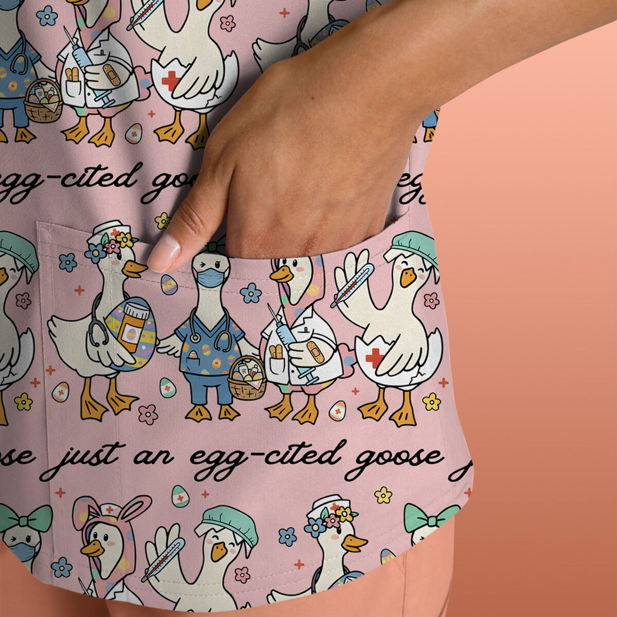 Easter Goose Nurse Scrub Top
