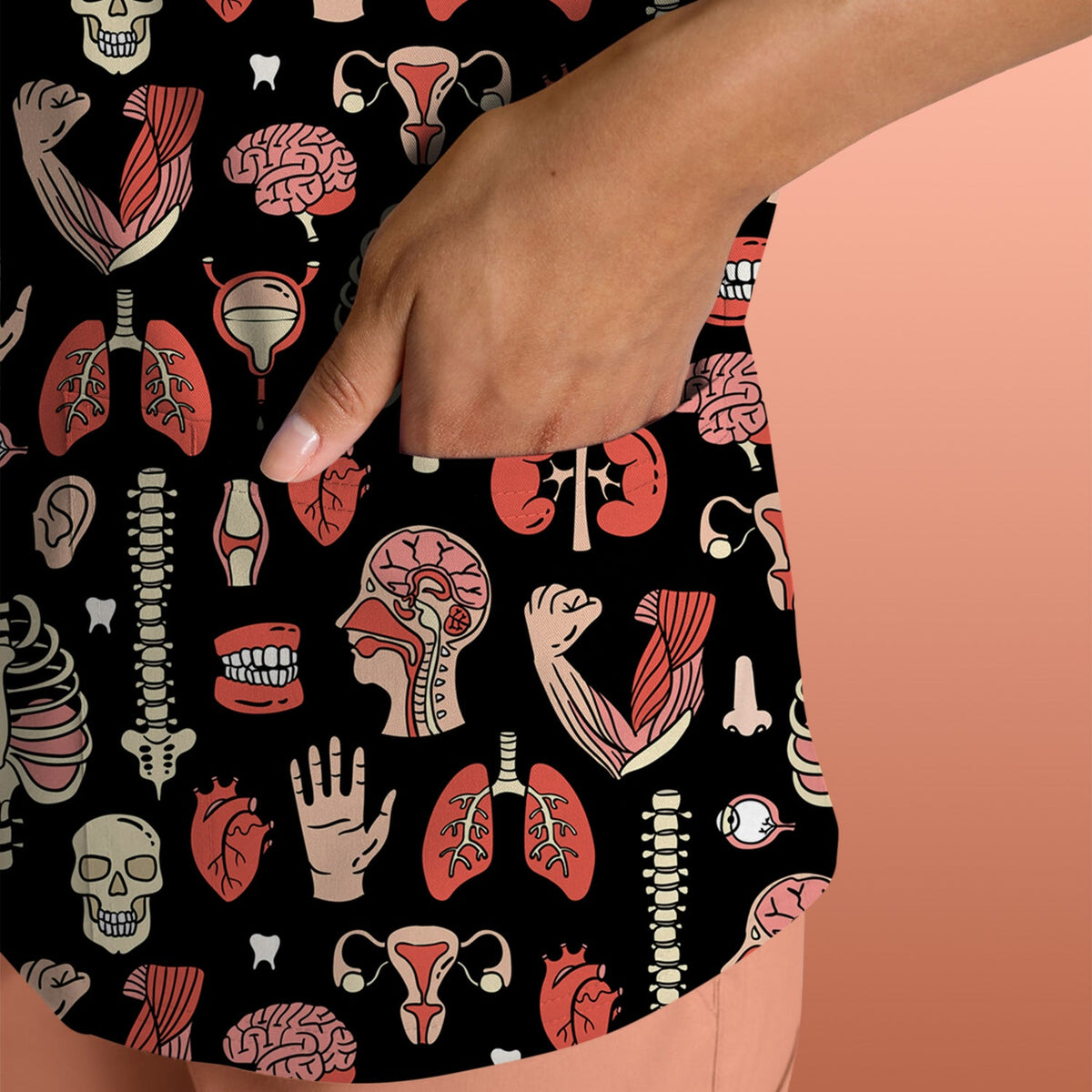 Human Anatomy Body Parts Nurse Scrub Top