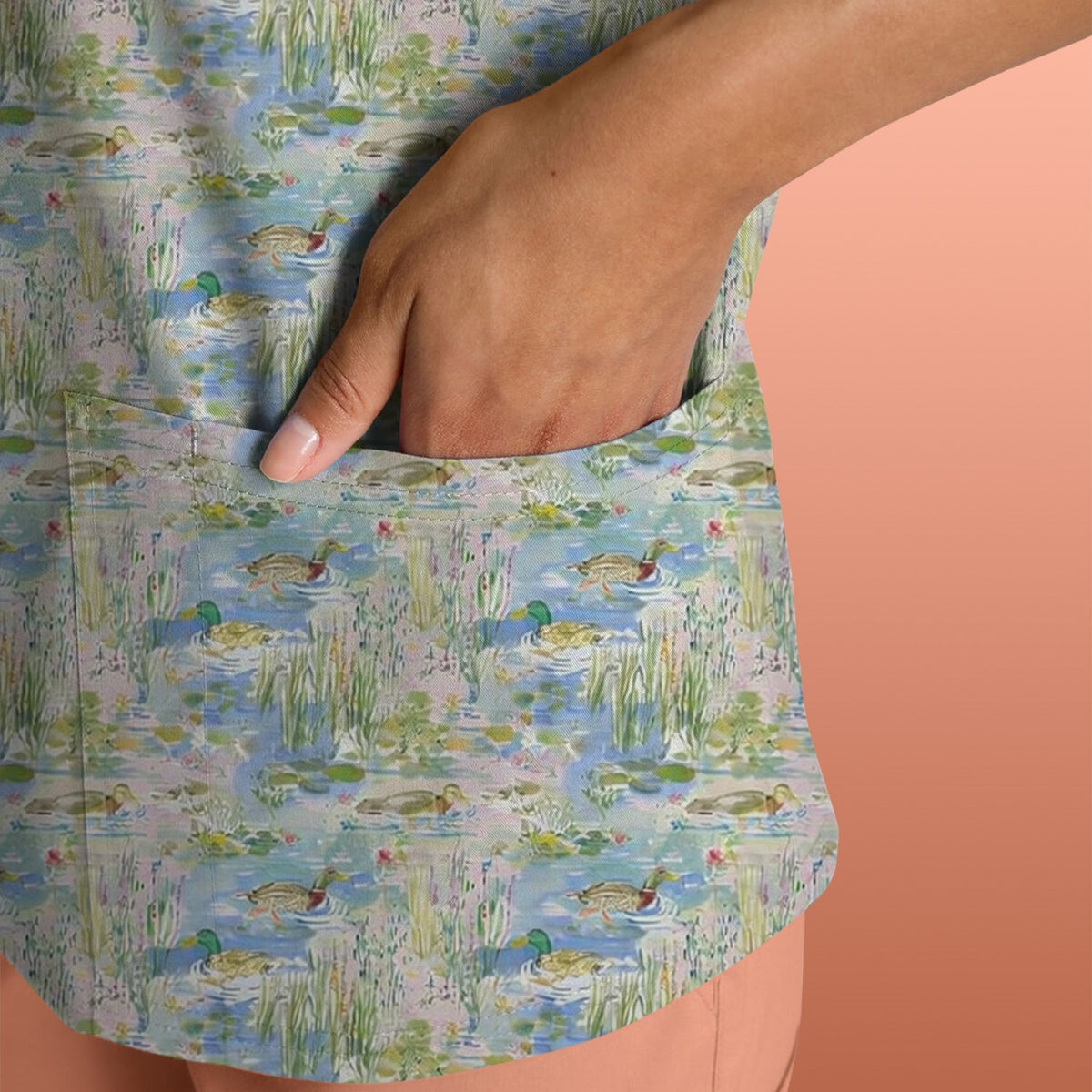 Ducks In Pond Nurse Scrub Top