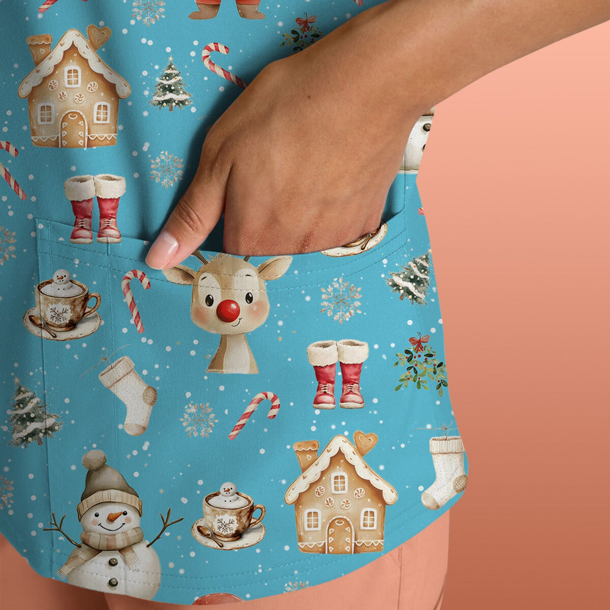 Christmas Santa Nurse Scrub Top