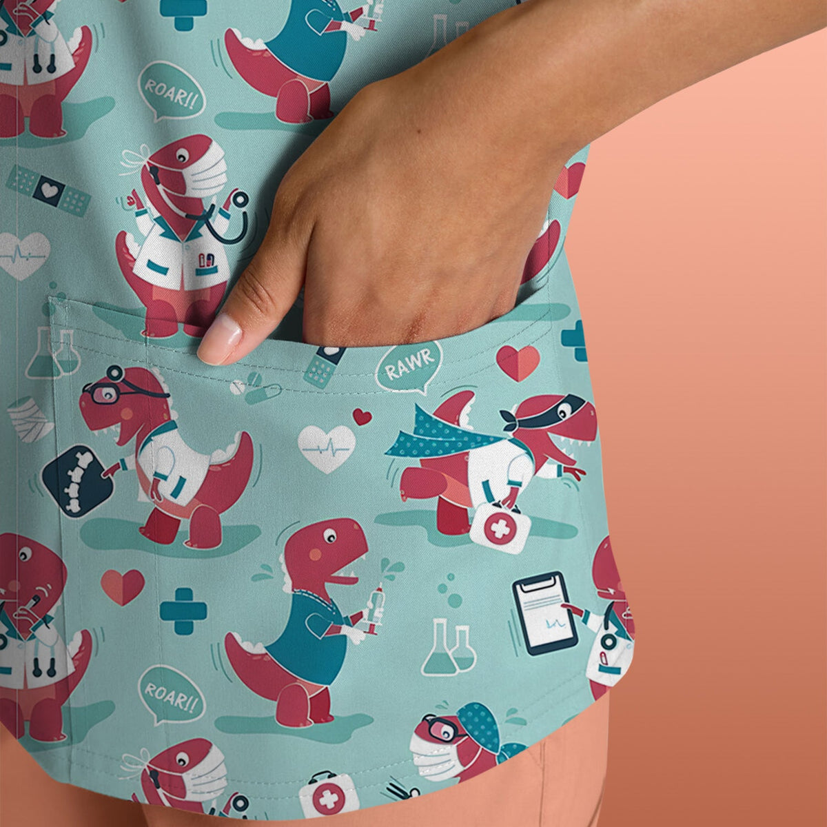 Dinosaur Doctor Nurse Scrub Top