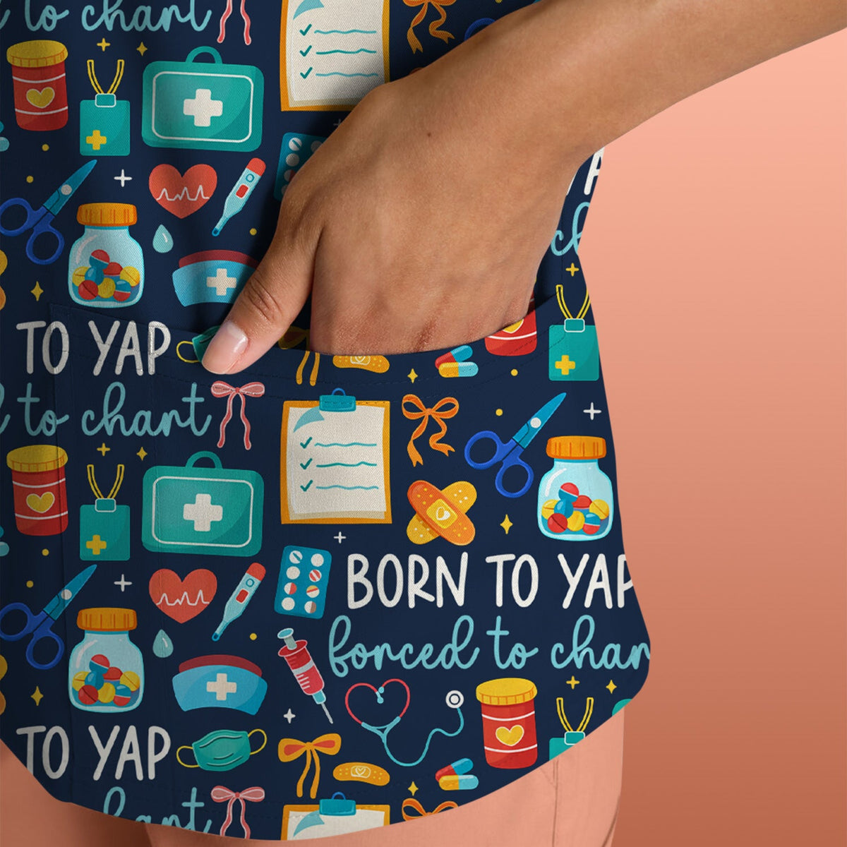 Born To Yap Medical Tools Nurse Scrub Top