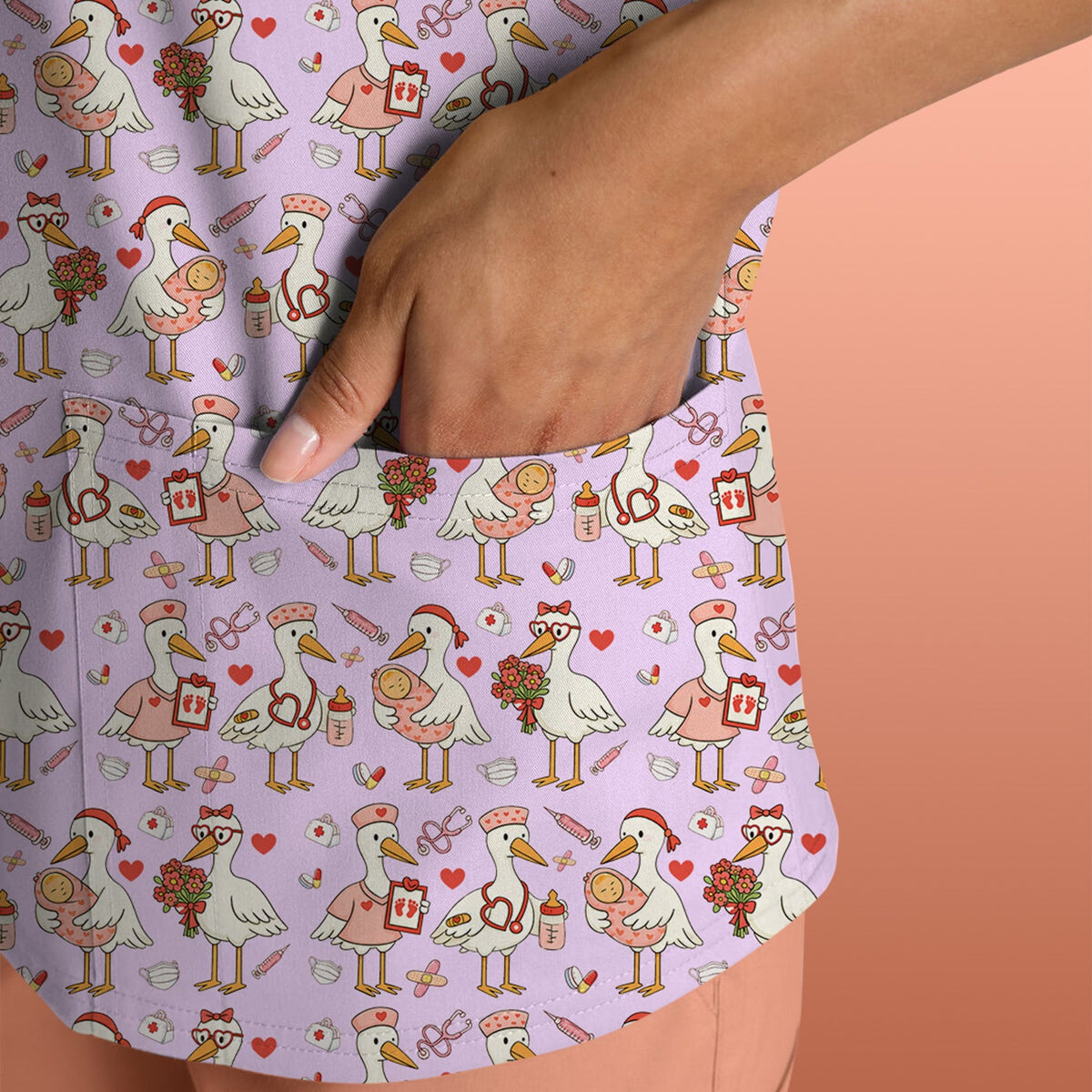 Valentine Goose Nurse Scrub Top