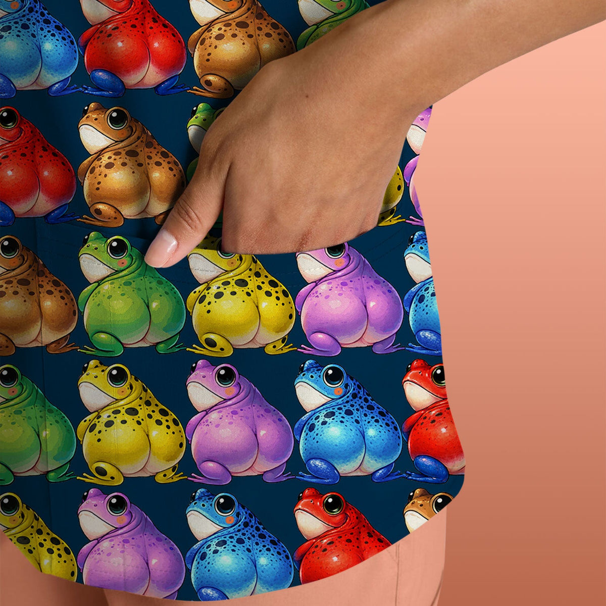 Colorful Frogs Nurse Scrub Top