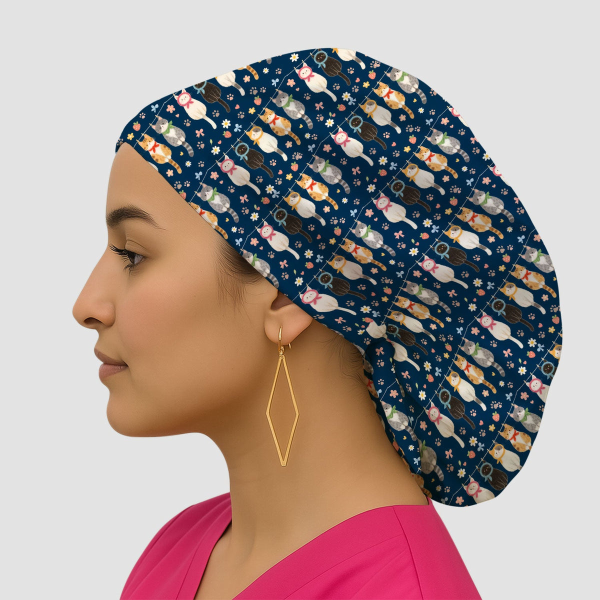 Cat Clothesline Scrub Cap