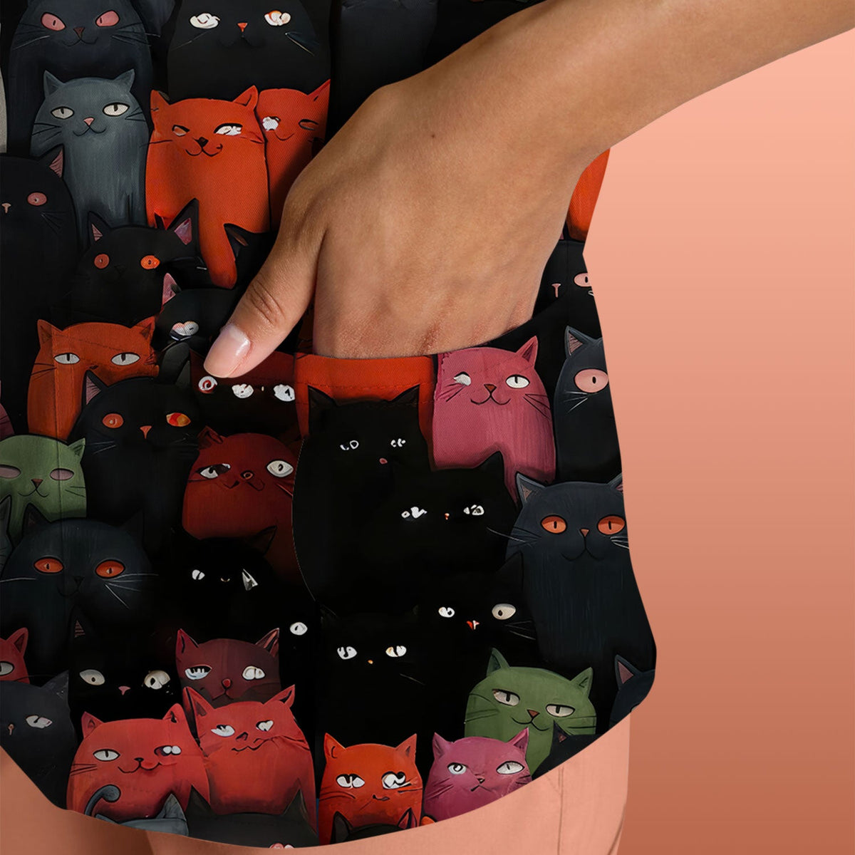 Artistic Cat Nurse Scrub Top