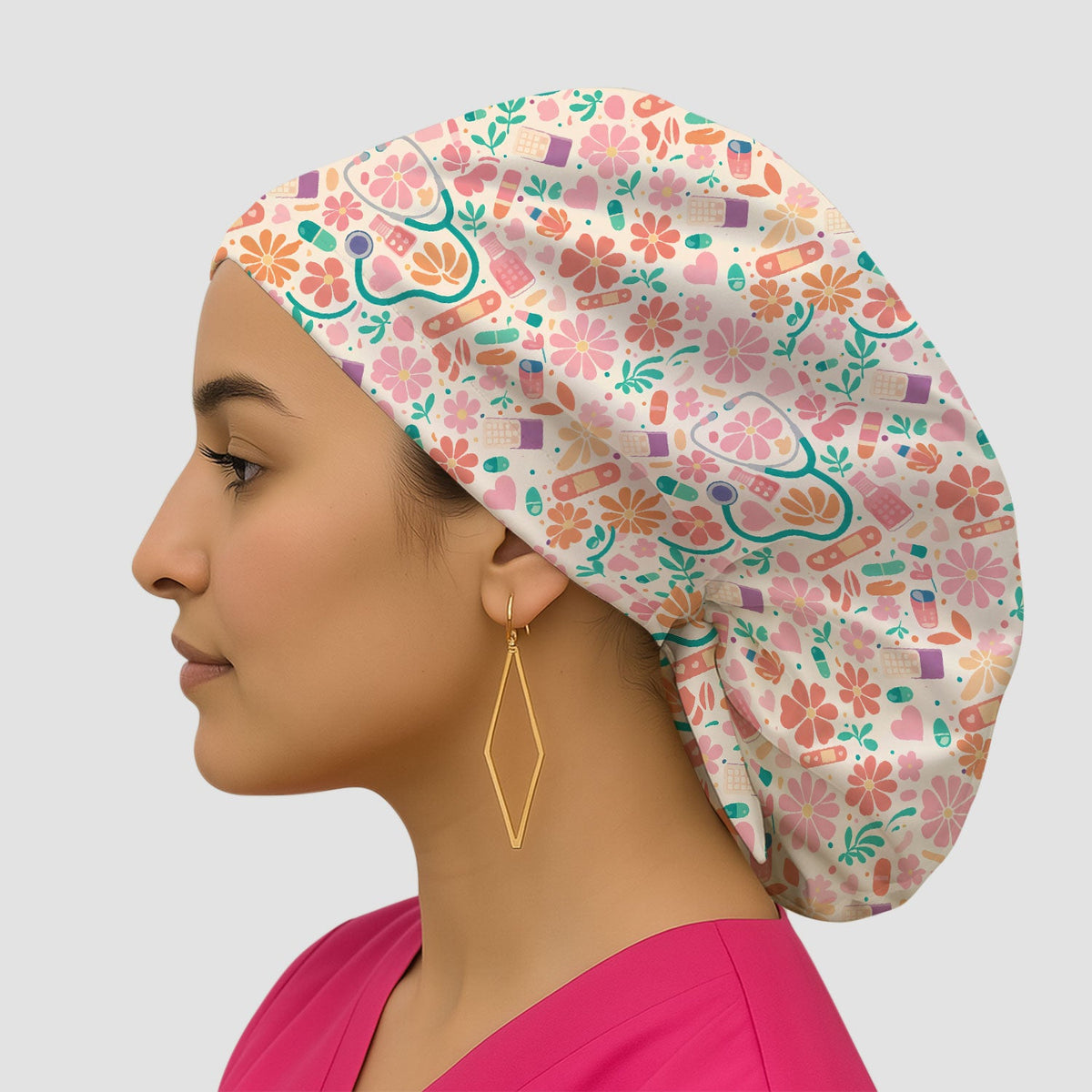 Medical Floral Scrub Cap