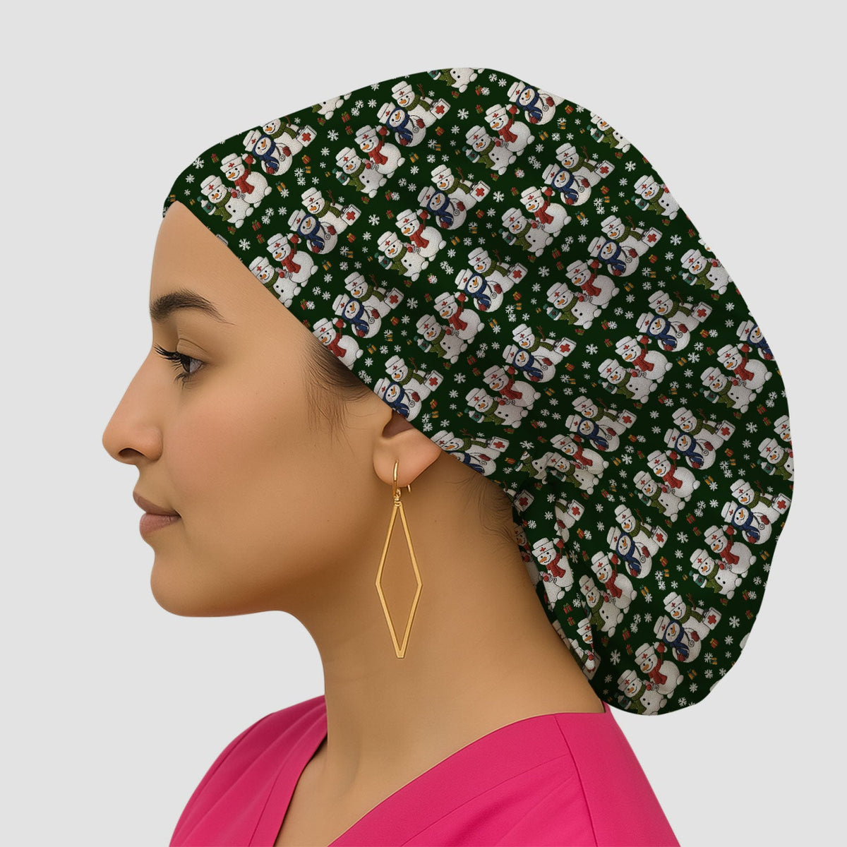 Snowman Scrub Cap - Christmas Gift For Nurse