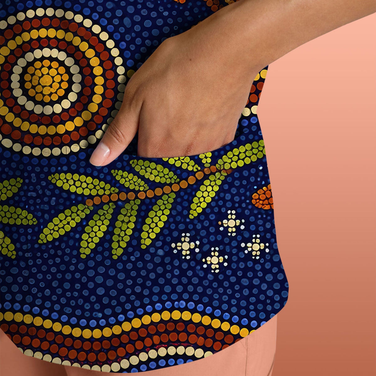 Australian Aboriginal Dot Art Kangaroo Koala Nurse Scrub Top