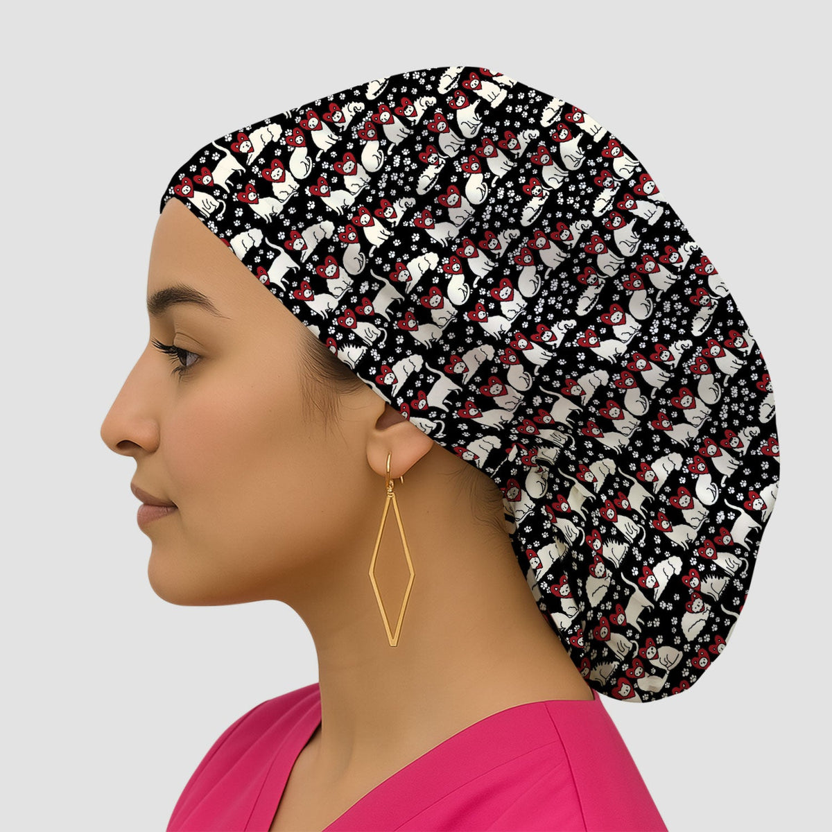 Cat Heart Scrub Cap