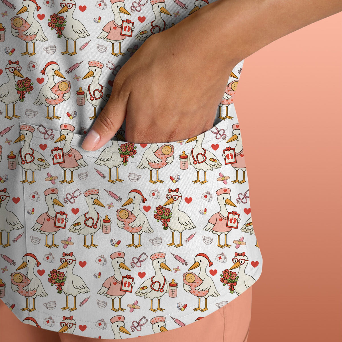 Valentine Goose Nurse Scrub Top