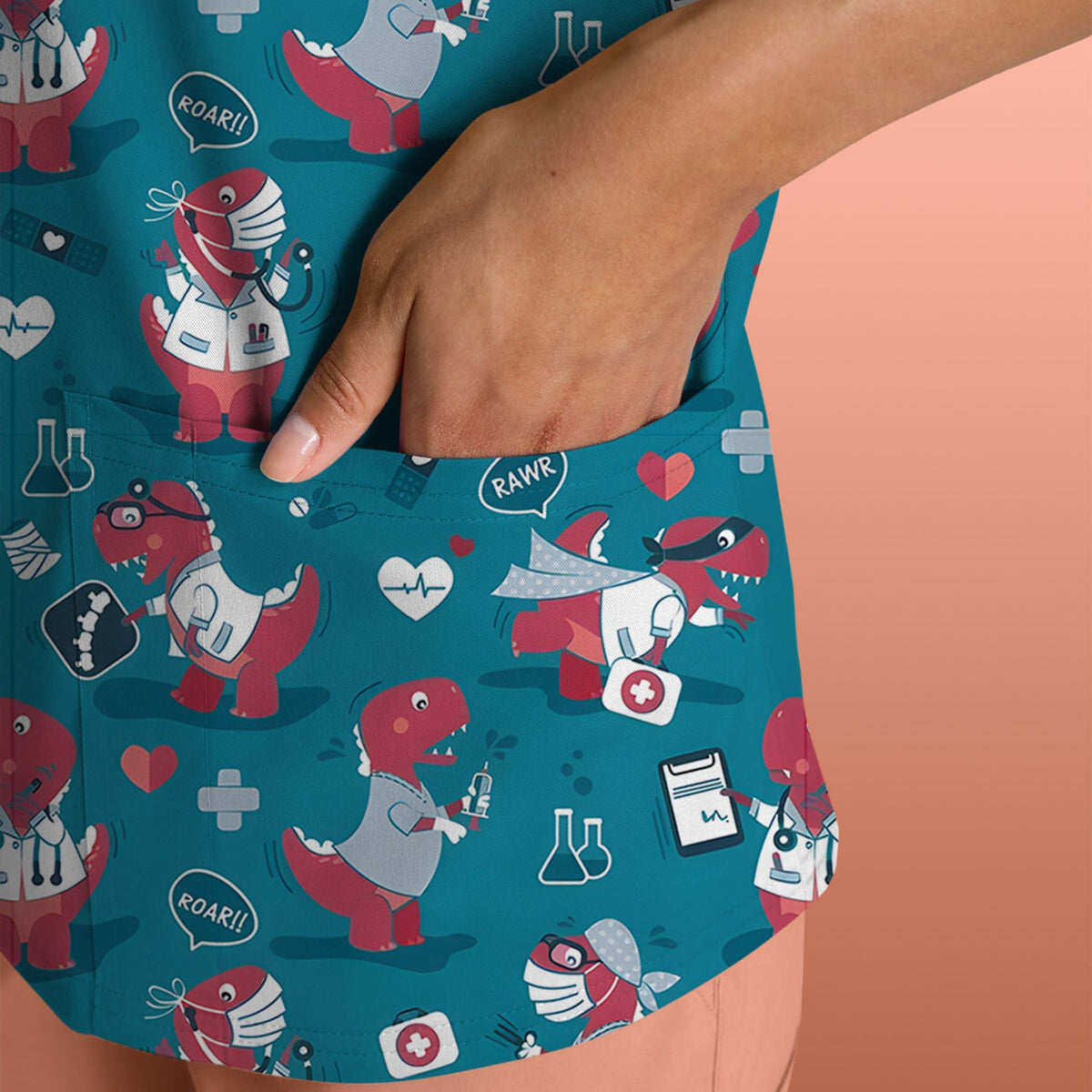 Dinosaur Doctor Nurse Scrub Top
