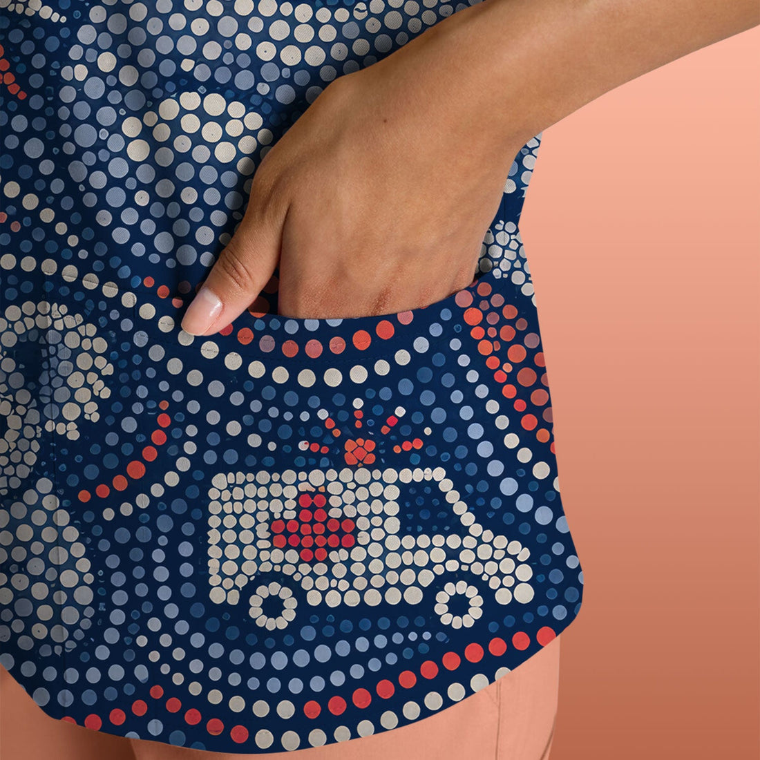 Koala Dot Art Nurse Scrub Top