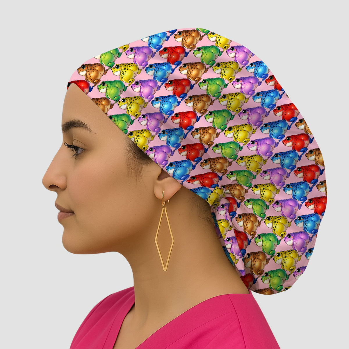 Colorful Frogs Scrub Cap