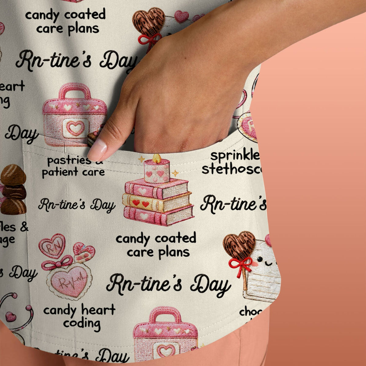 RN Sweets Valentine Stethoscope Nurse Scrub Top