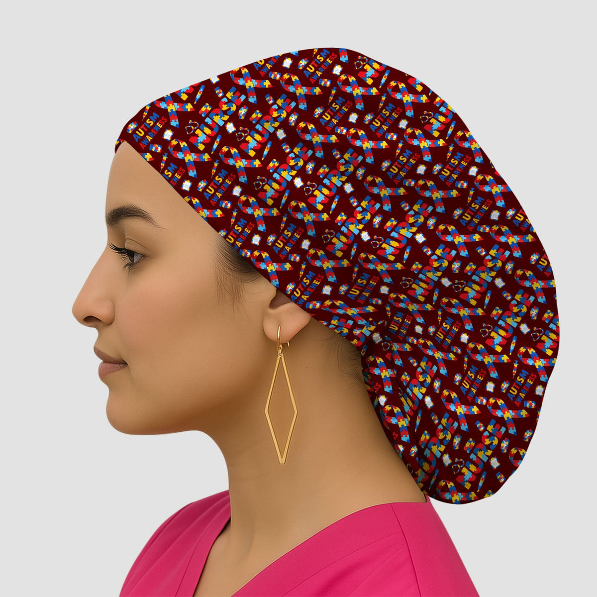 Autism Awareness Puzzle Ribbon Scrub Cap