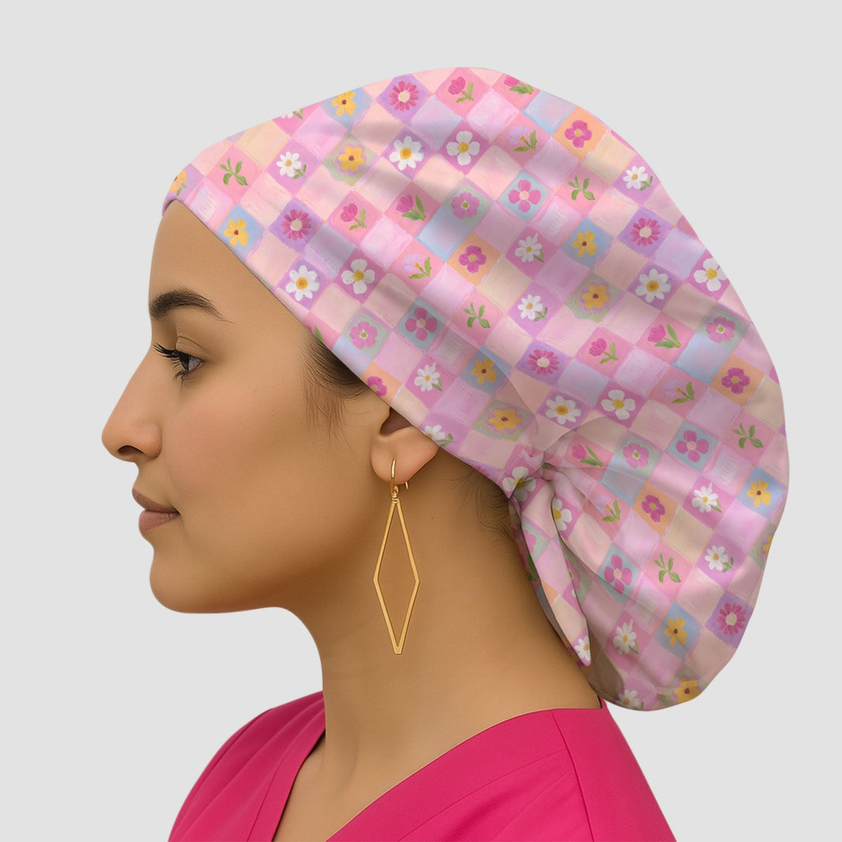 Lovely Pastel Floral Patchwork Scrub Cap