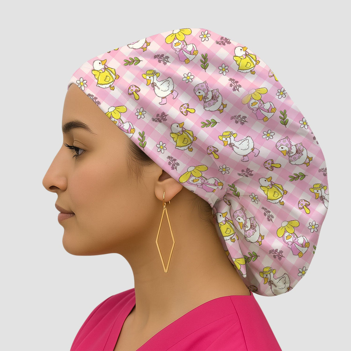 Duck Outfit Gingham Scrub Cap