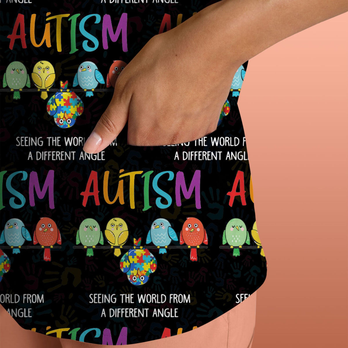 Autism Seeing The World From A Different Angle Nurse Scrub Top